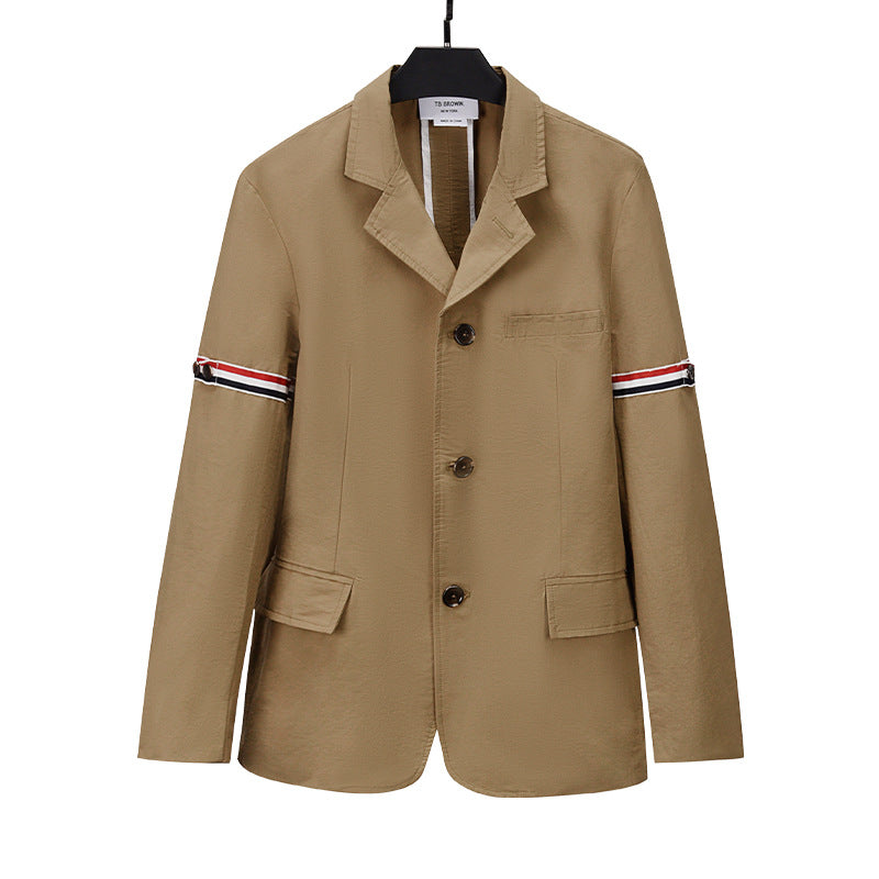 2025SS Striped Web Style Slit Lapel Jacket THOM TREND