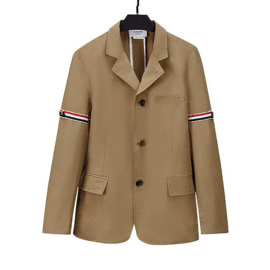2025SS Striped Web Style Slit Lapel Jacket THOM TREND