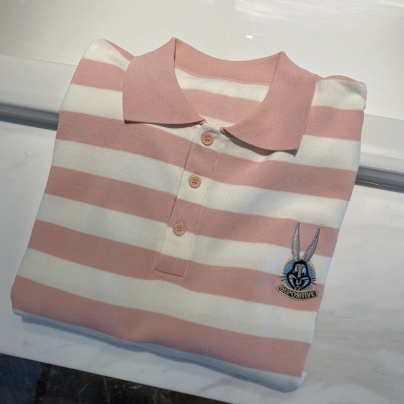 Contrast striped polo shirt
