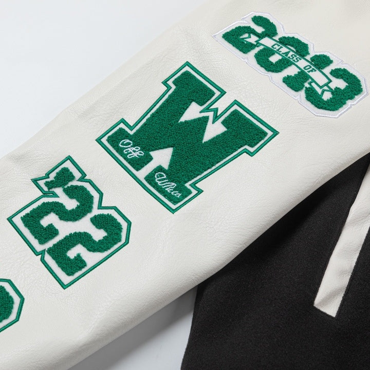 Off-White Black White Green College Varsity Jacket