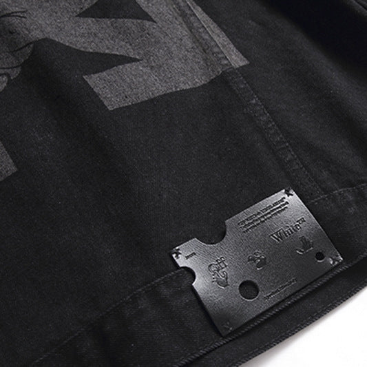Off-White Black Tonal Handshake Arrow Denim Jacket for Men
