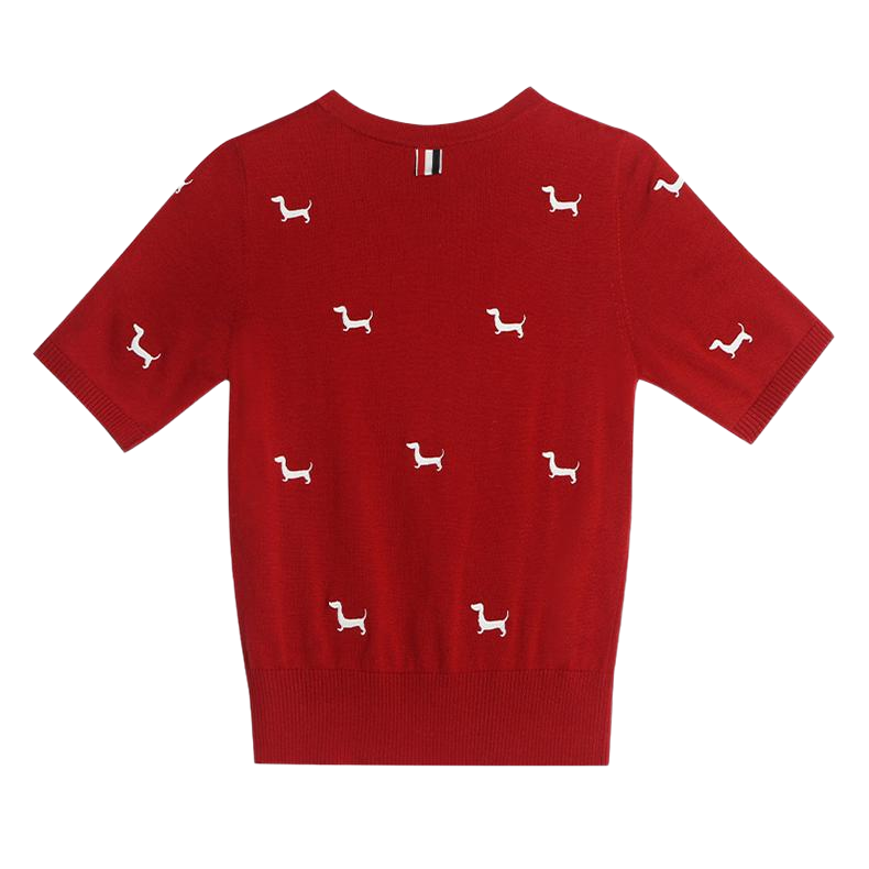 2025SS Women's Puppy Embroidered T-shirt THOM TREND