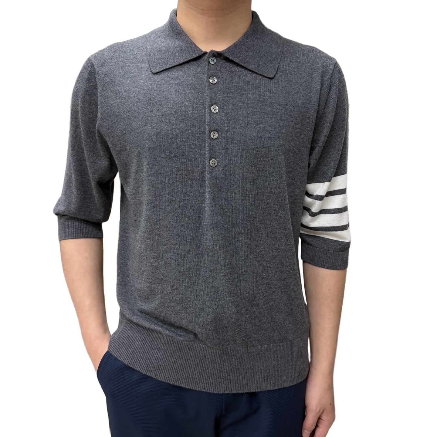 Four-Bar Polo Collar Short Sleeve Shirt THOM TREND
