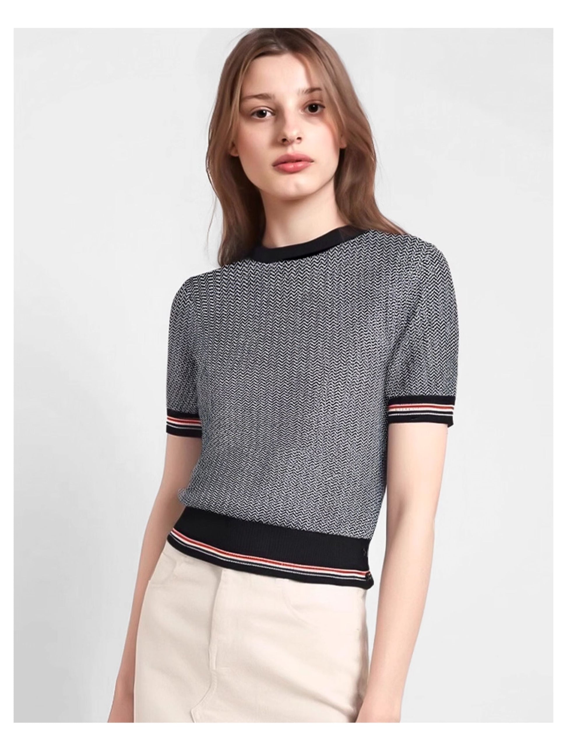 2025SS herringbone pattern T-shirt THOM TREND