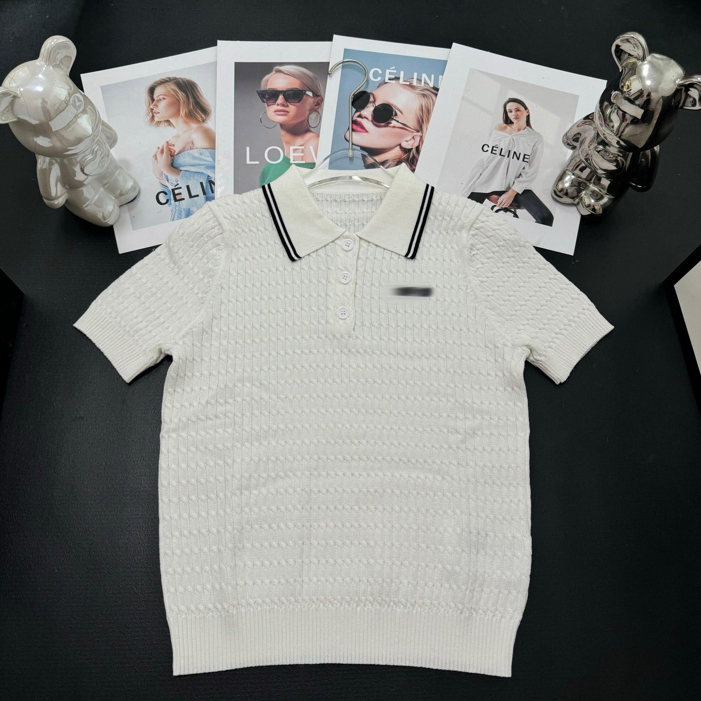 Collegiate Knit Polo Top — Cable Knit | Short Sleeve