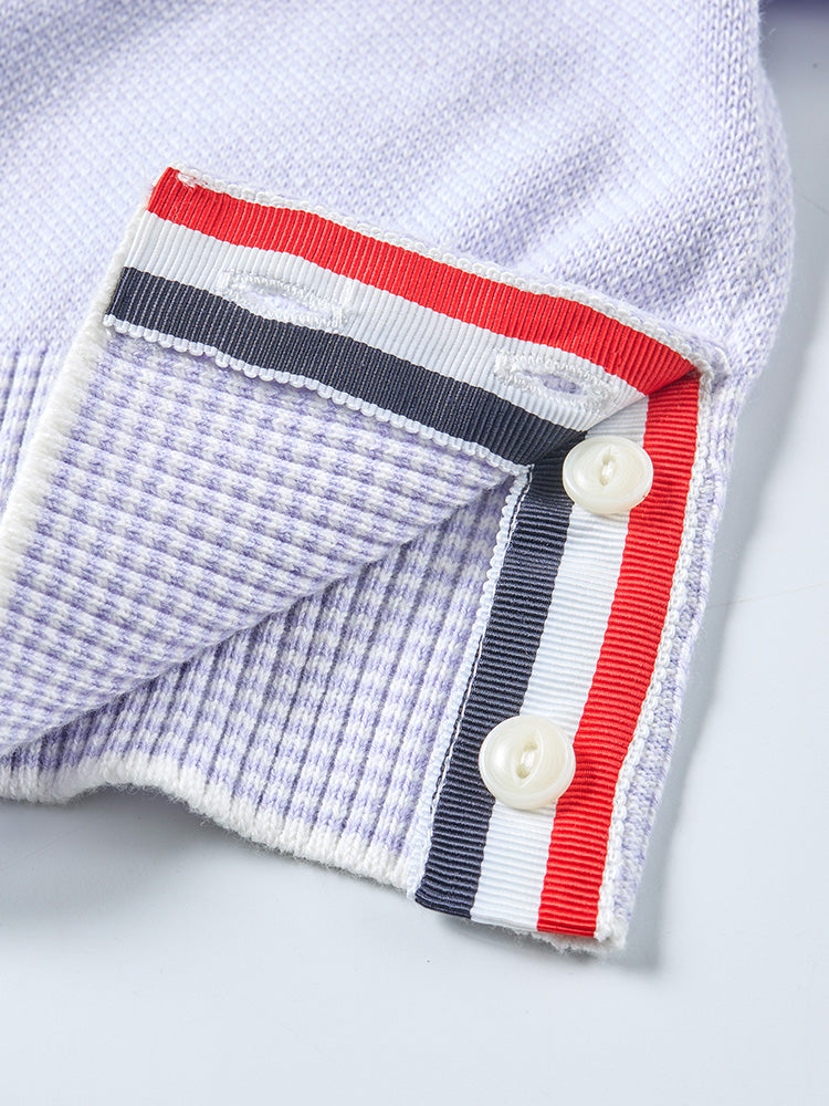 Four-Stripe Pink V-Neck Cardigan（副本） THOM TREND