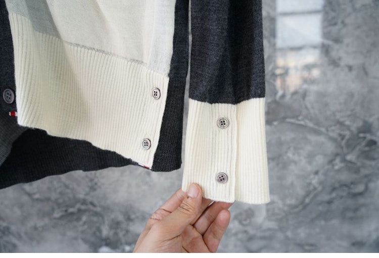 Colorblock Thin Cardigan THOM TREND