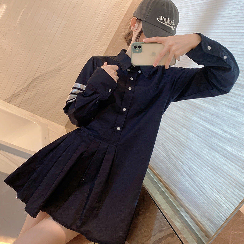 Long sleeve pleated dress