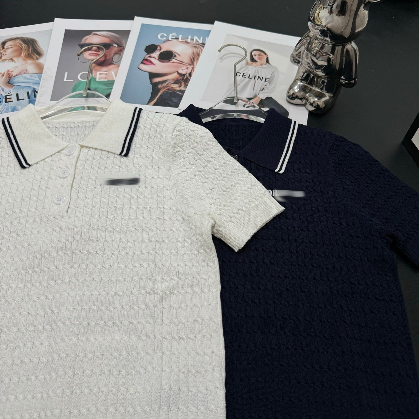 Collegiate Knit Polo Top — Cable Knit | Short Sleeve