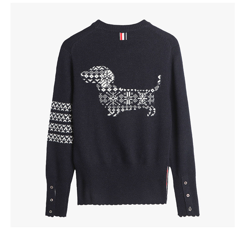 Men's Four-Stripe Crew Neck Knit Sweater THOM TREND