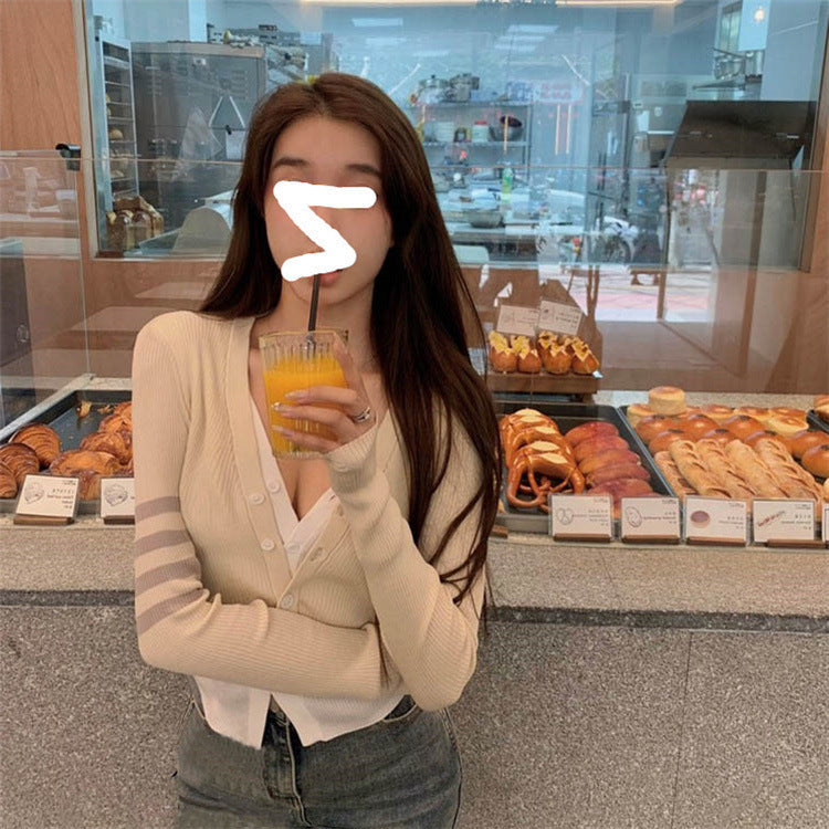 Sexy faux two-piece knitted cardigan THOM TREND