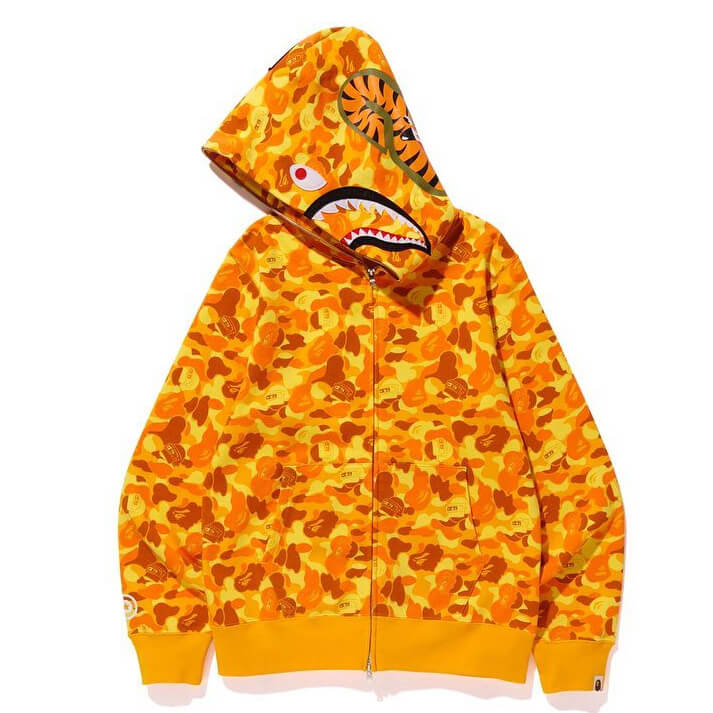 BAPE Orange Camo Shark Hoodie product view 2