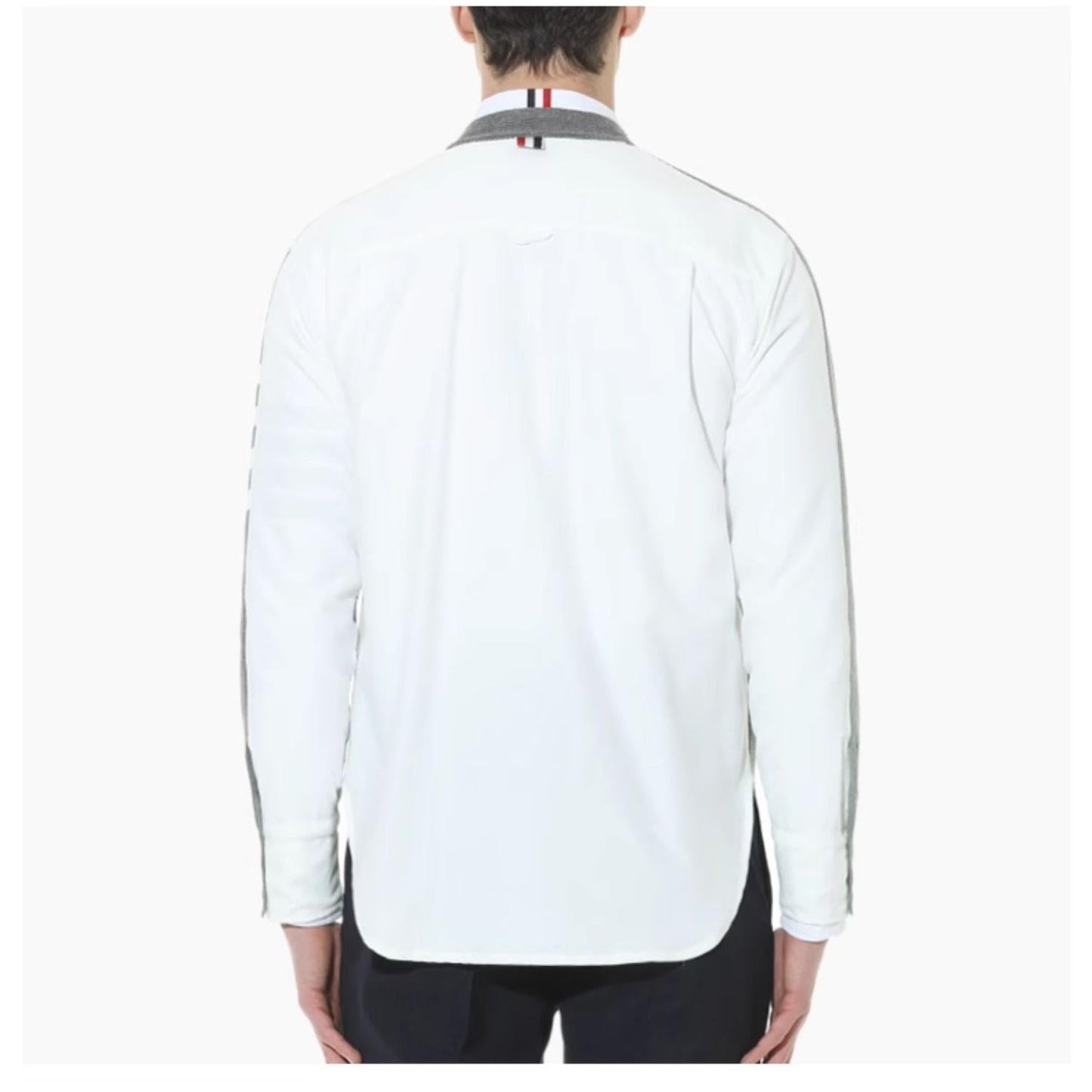 Grey Four-Bar Contrast Sweater Jacket THOM TREND