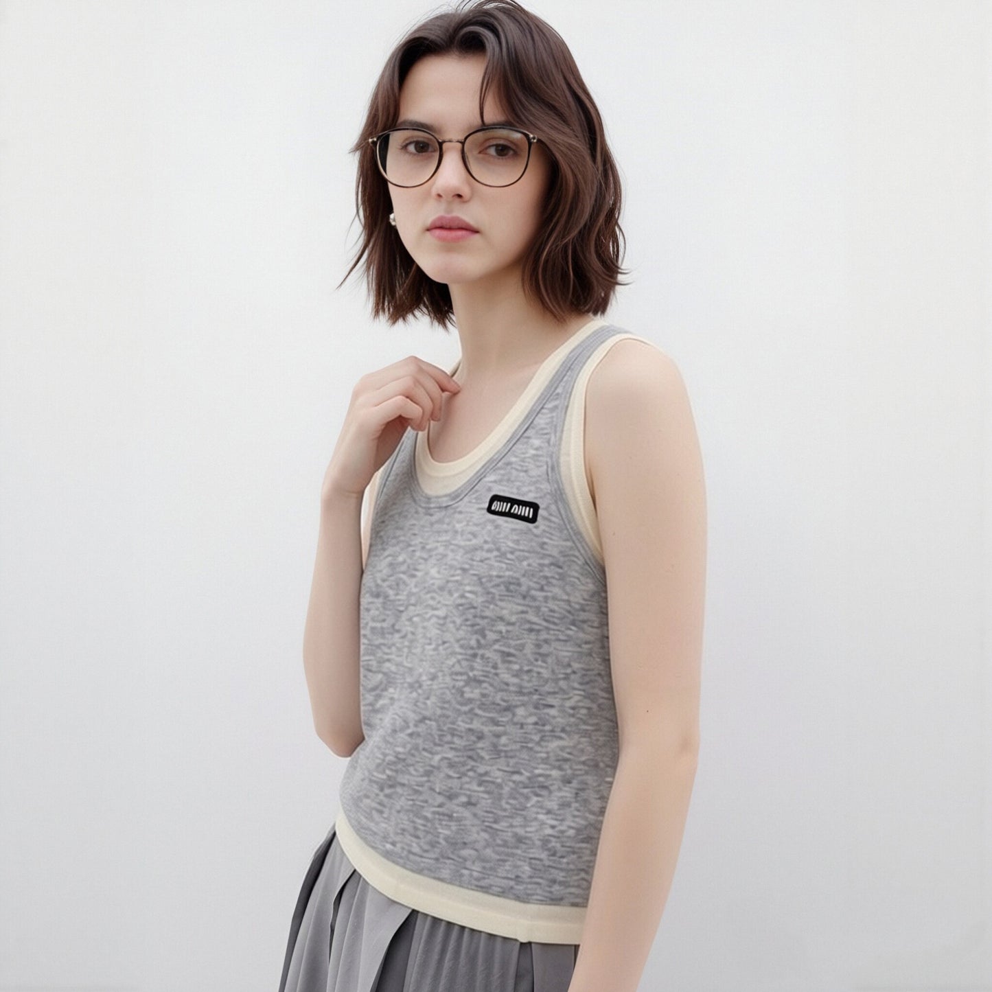 Striped Knit Sleeveless Vest — Round Neck