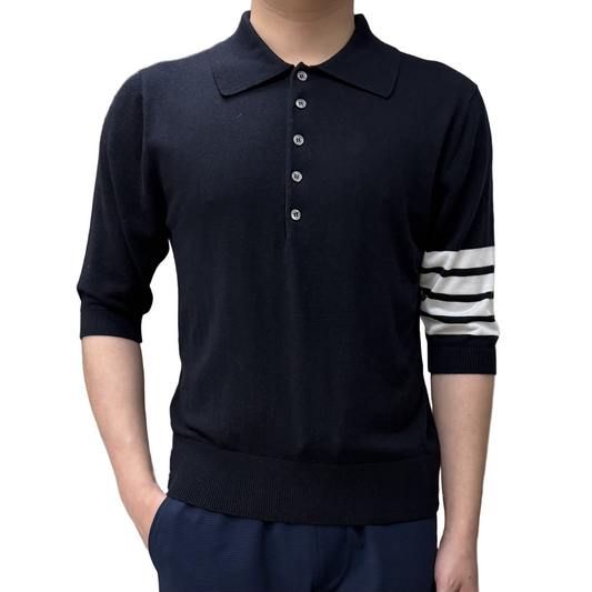 Four-Bar Polo Collar Short Sleeve Shirt THOM TREND