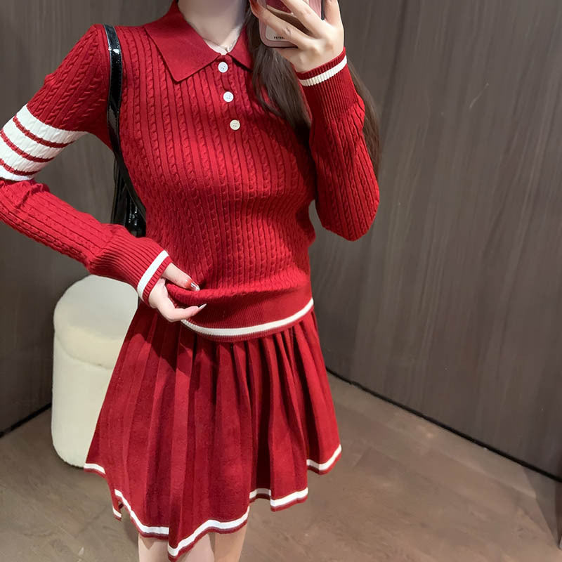 2025Preppy wool casual knit suit