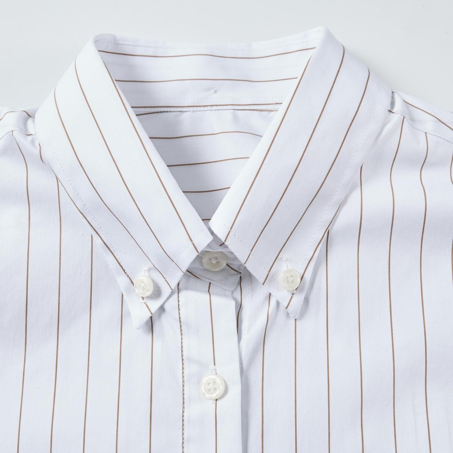 2025SS Women's vertical striped cropped shirt THOM TREND