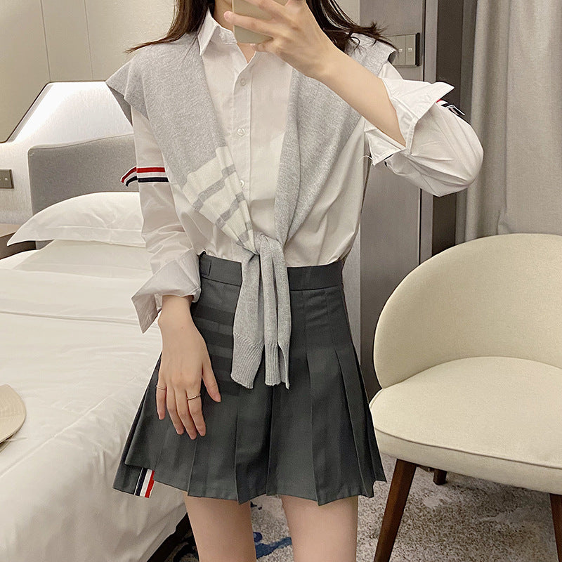 Small knitted knotted thin shawl THOM TREND