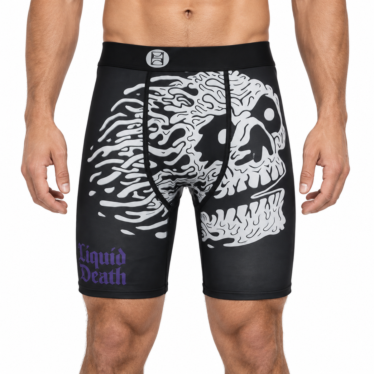 Ethika Style Skull Graphic Long-Leg Boxer Briefs front model view