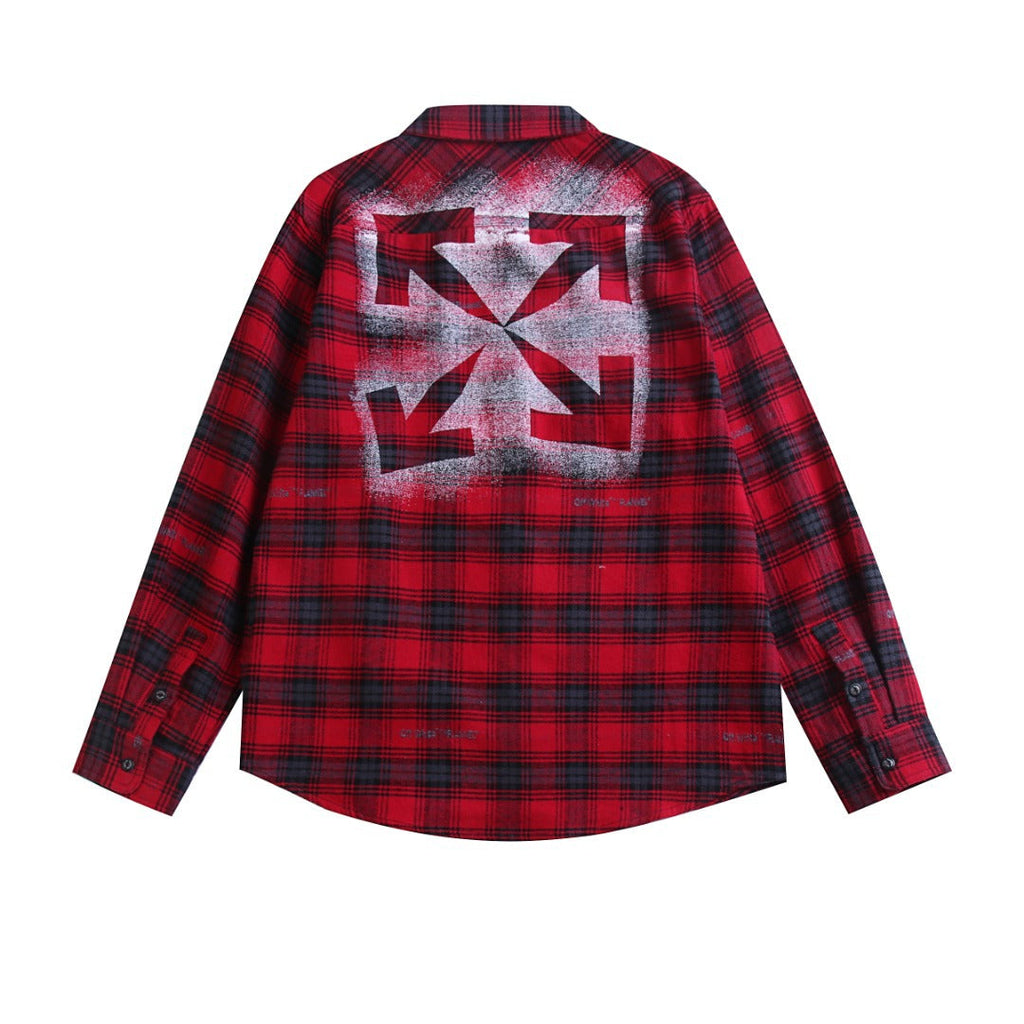 Off-White Men's Arrow Graphic Plaid Overshirt product detail 9