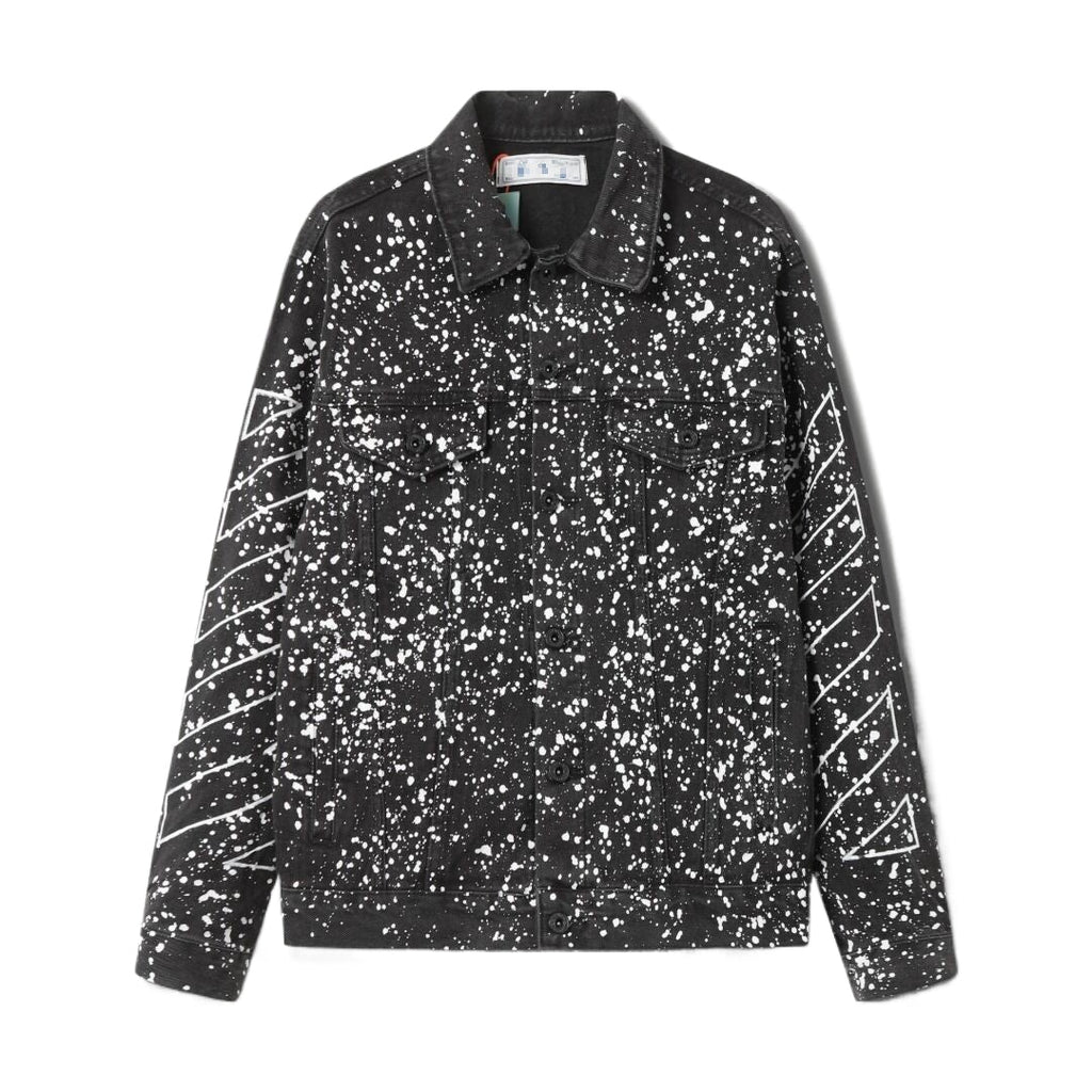 Off-White Blue Paint Splatter Denim Jacket for Men