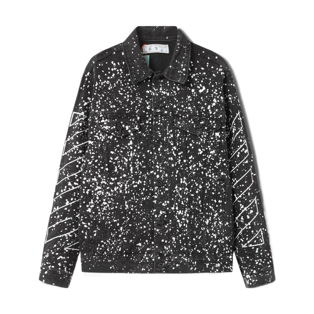 Off-White Blue Paint Splatter Denim Jacket for Men