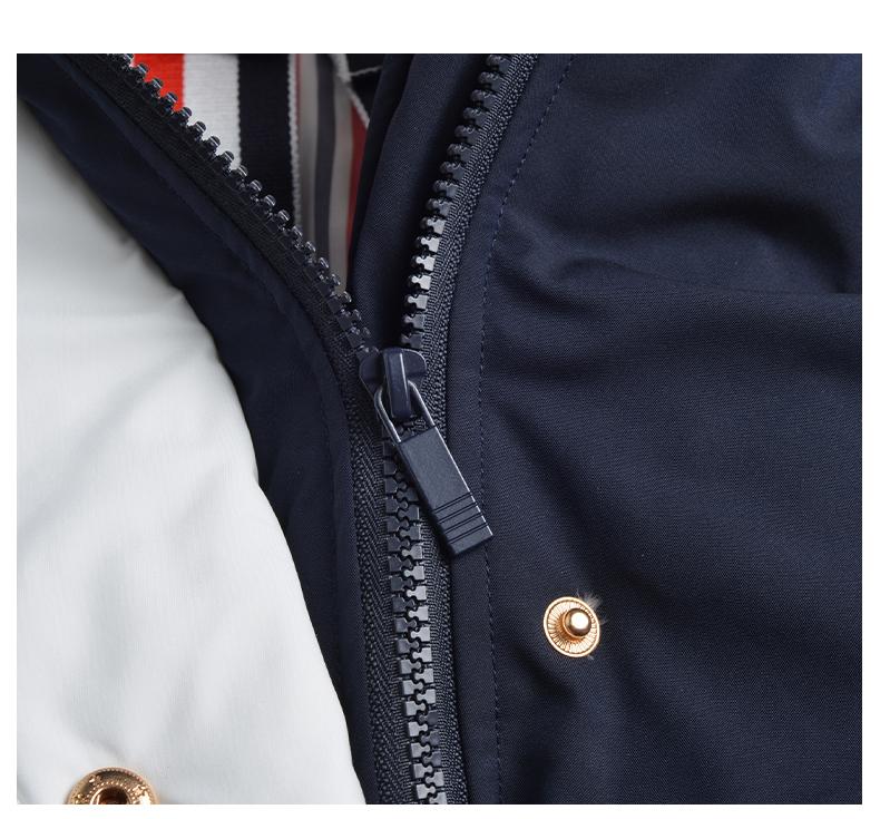 Unisex long coat with hood and white placket THOM TREND