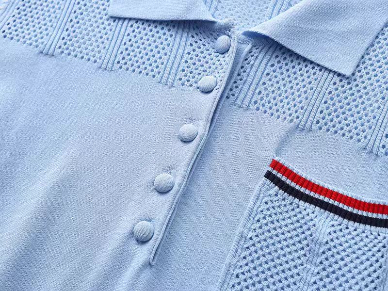 Polo collar short sleeve sweater