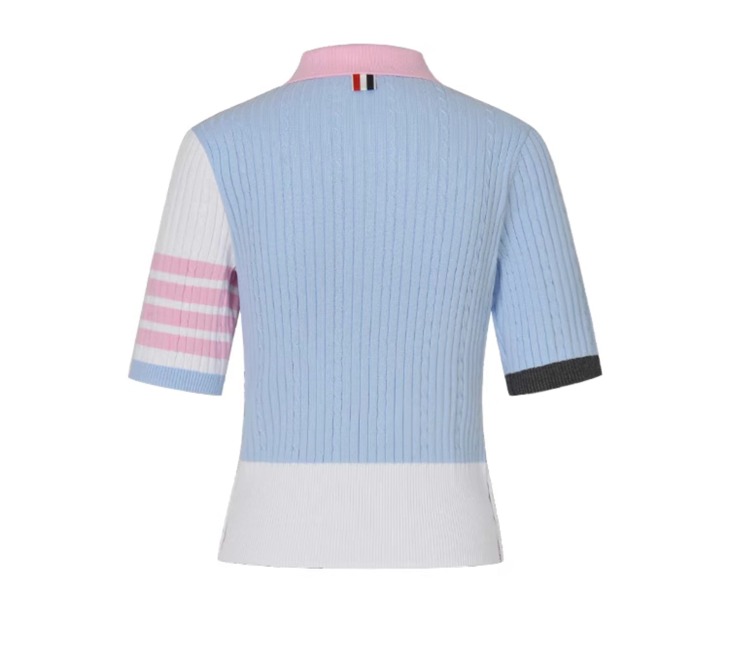 Women's contrast color knitted POLO short sleeve THOM TREND