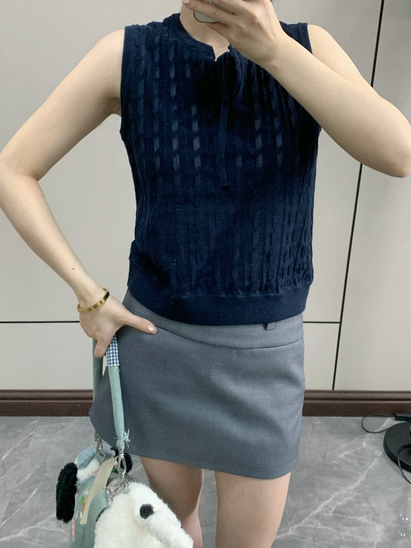 New yarn splicing lace-up vest THOM TREND