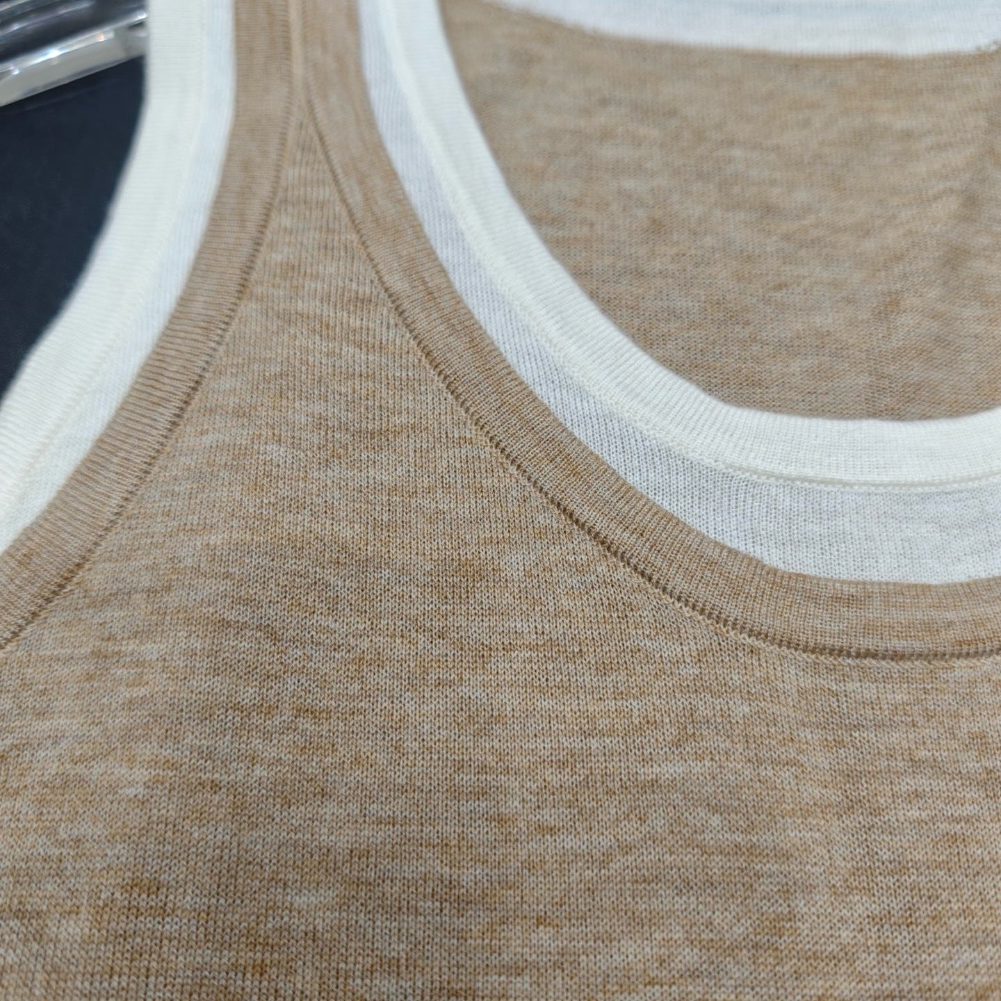 Striped Knit Sleeveless Vest — Round Neck
