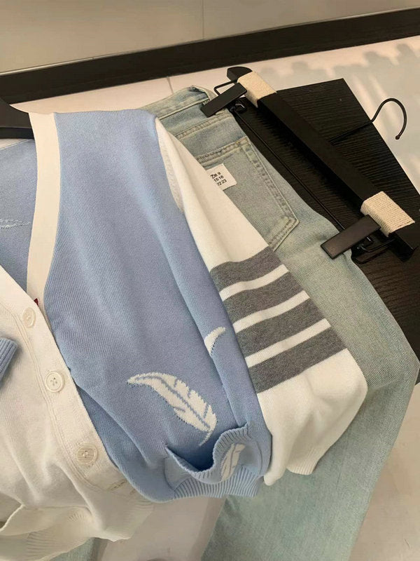 2025SS  Pocket Feather Intarsia Cardigan THOM TREND
