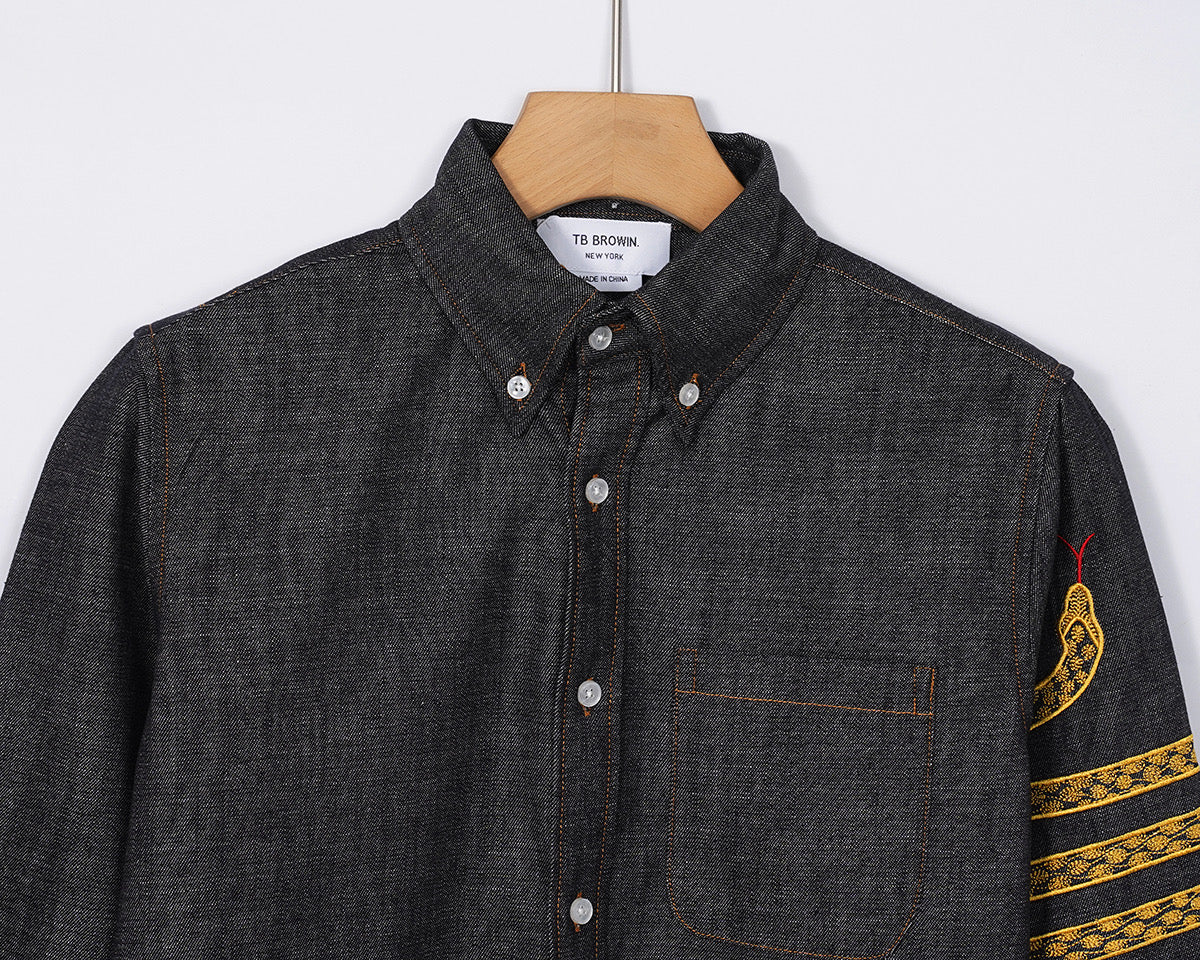 2025SS snake embroidered denim shirt THOM TREND