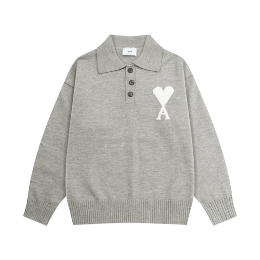 Heart Embroidered Crew Neck Sweater