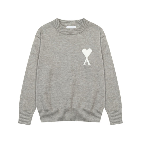Heart Embroidered Crew Neck Sweater