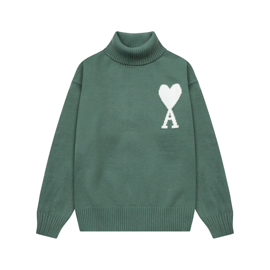 Large Heart Turtleneck Sweater ¡§C Unisex