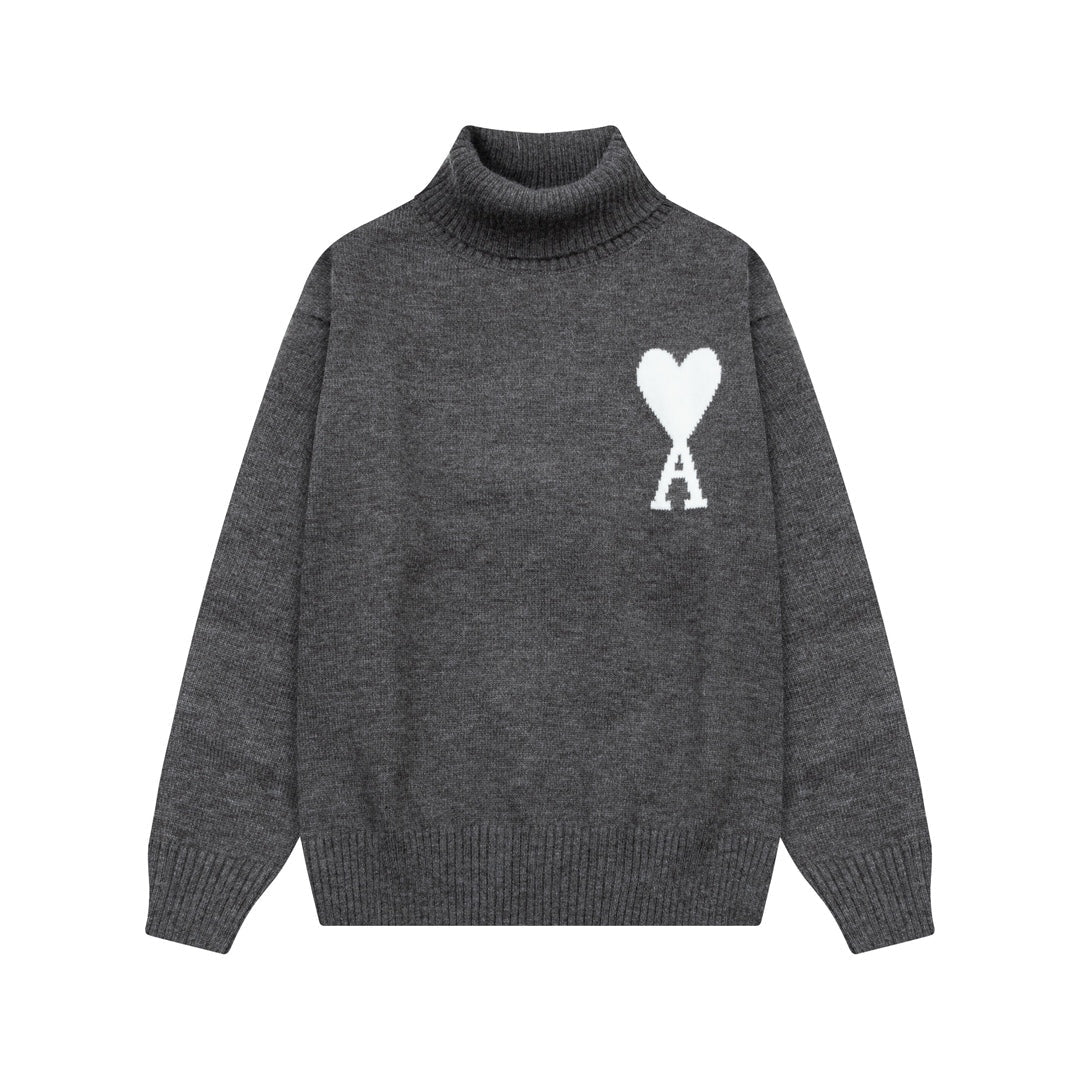 Large Heart Turtleneck Sweater ¡§C Unisex