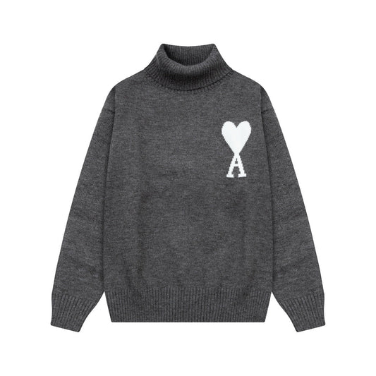 Large Heart Turtleneck Sweater ¡§C Unisex