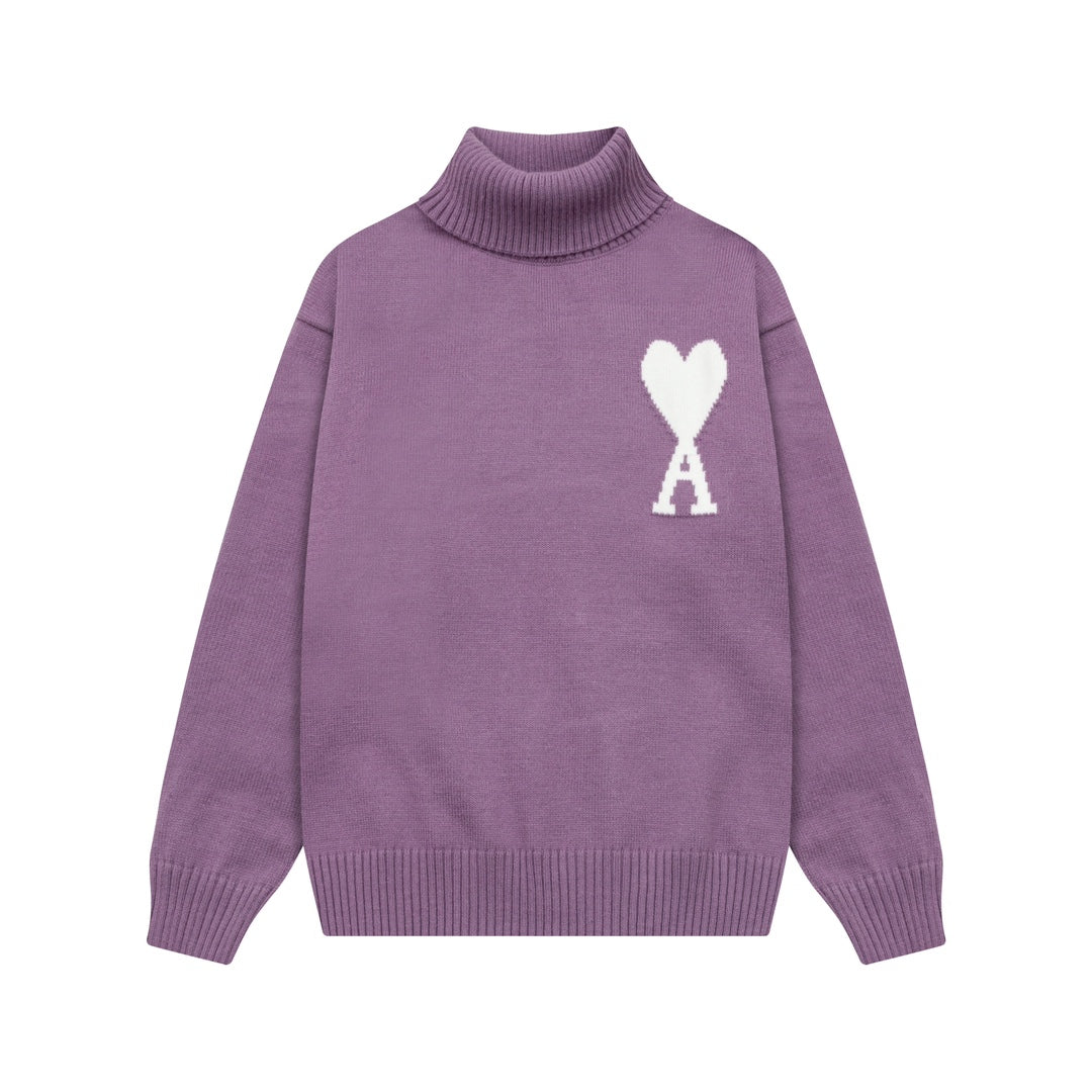 Large Heart Turtleneck Sweater ¡§C Unisex