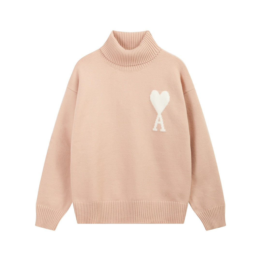 Large Heart Turtleneck Sweater ¡§C Unisex
