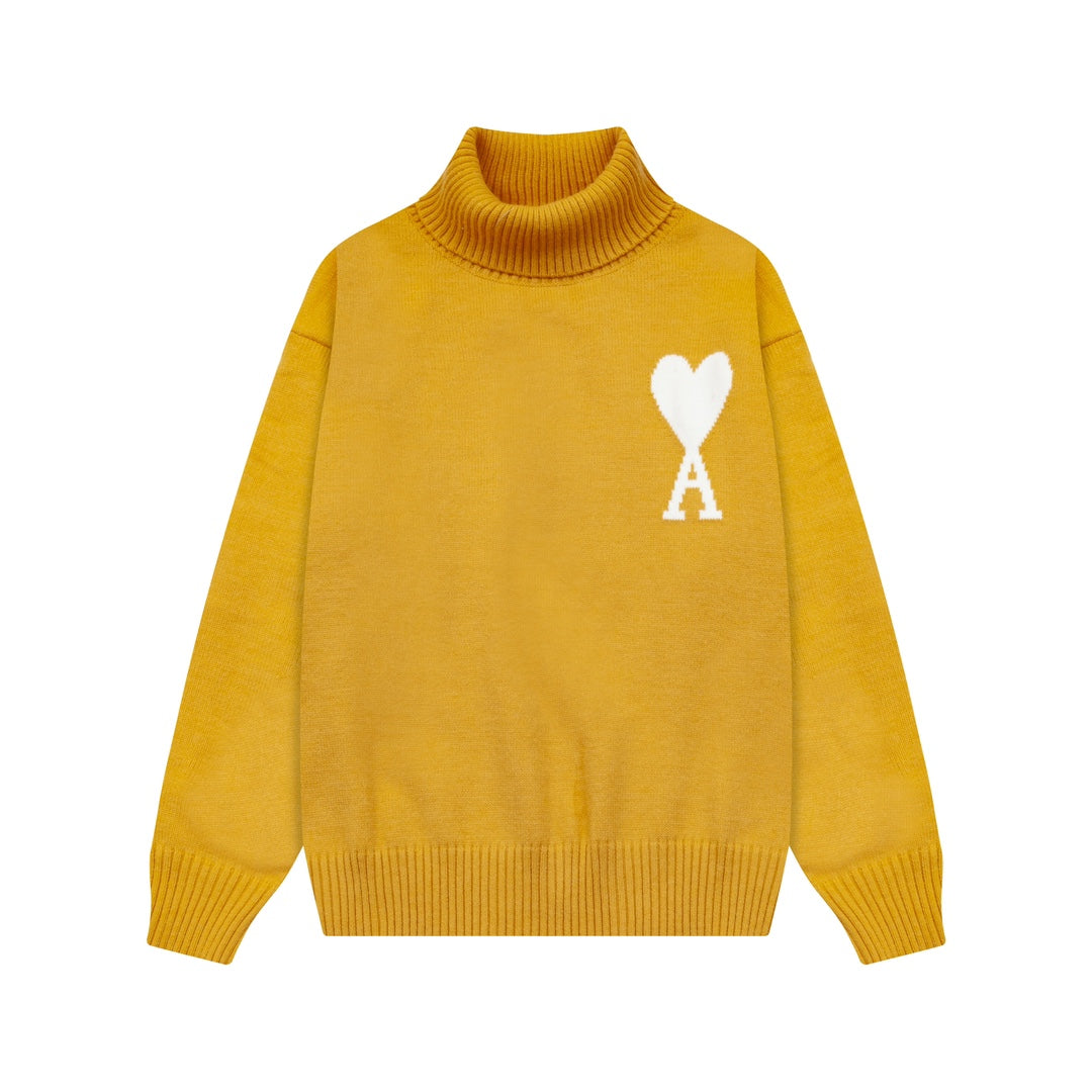 Large Heart Turtleneck Sweater ¡§C Unisex