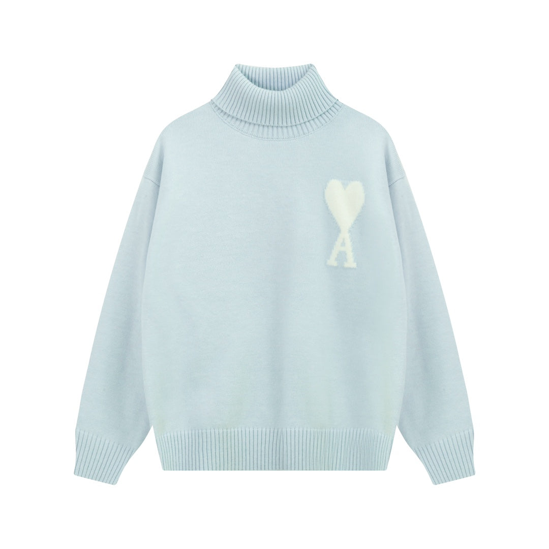 Large Heart Turtleneck Sweater ¡§C Unisex