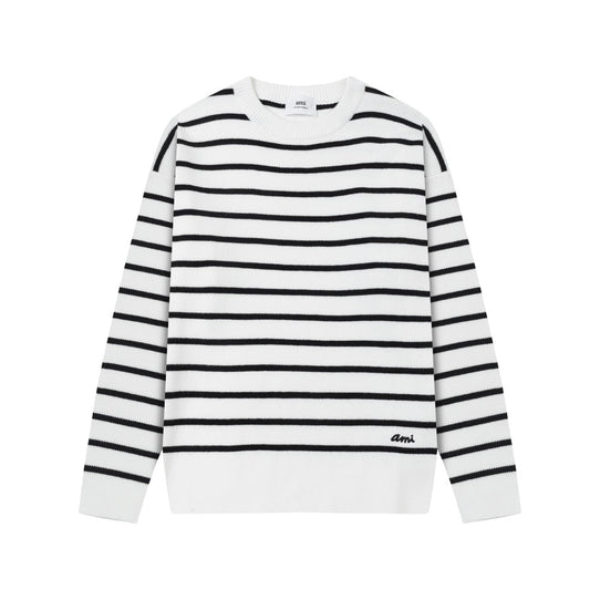AMI Paris Striped Wool-Blend Sweater