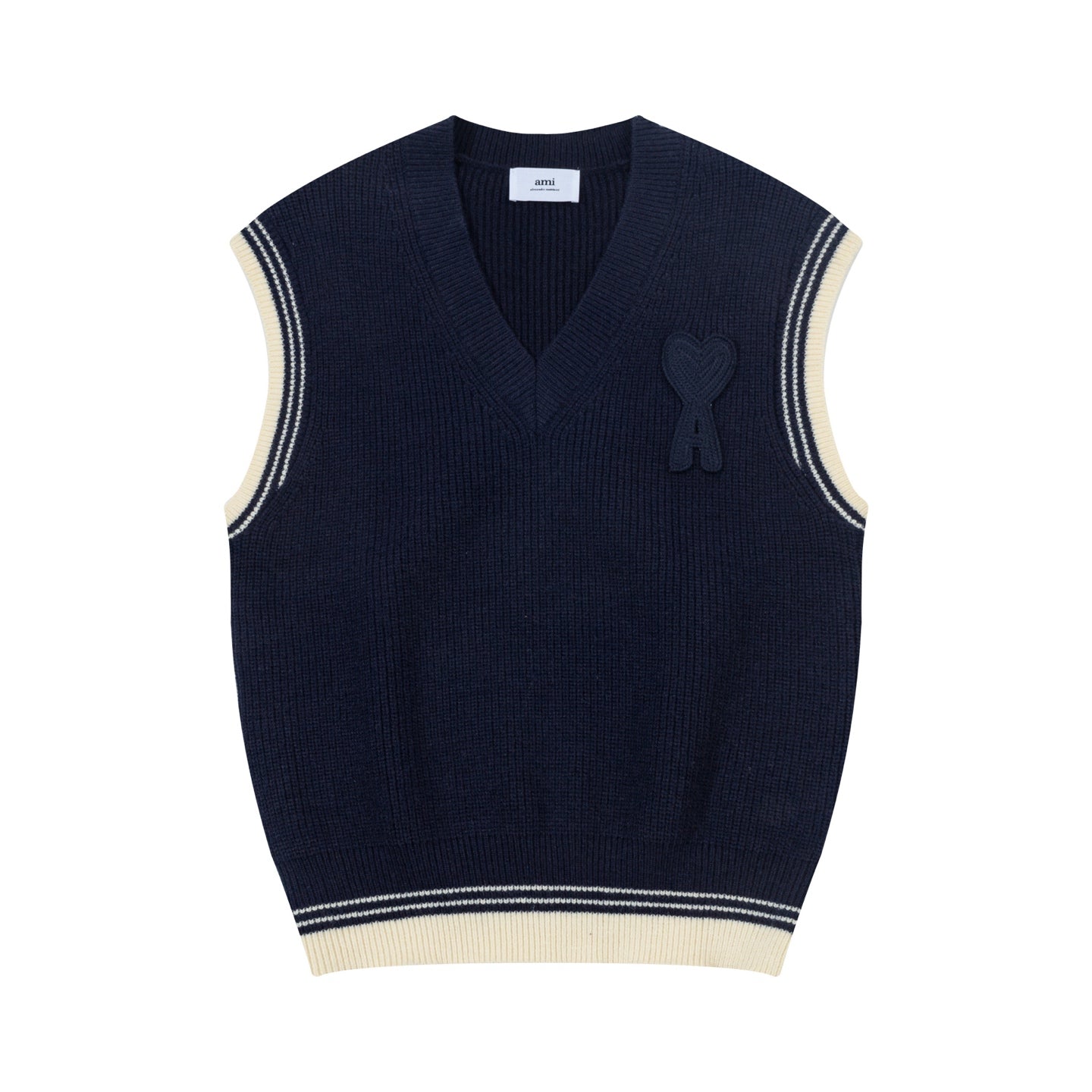Striped V-Neck Sweater Vest ¡§C Unisex