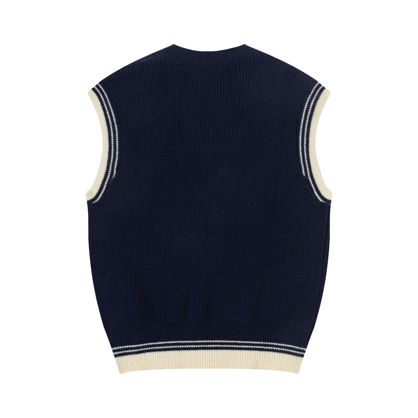 Striped V-Neck Sweater Vest ¡§C Unisex