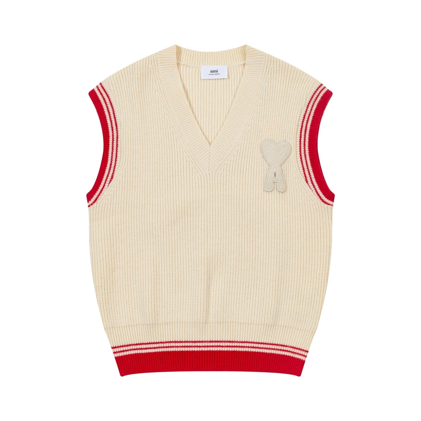 Striped V-Neck Sweater Vest ¡§C Unisex