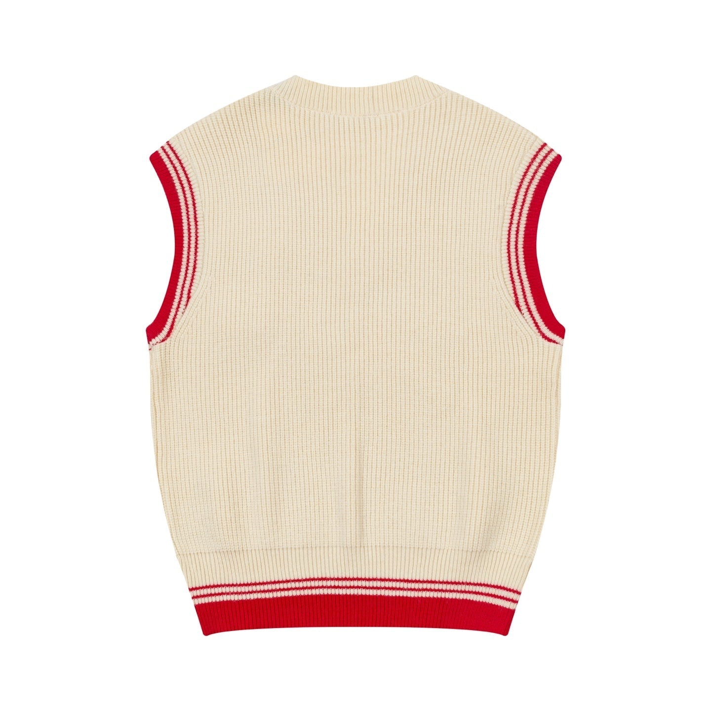 Striped V-Neck Sweater Vest ¡§C Unisex