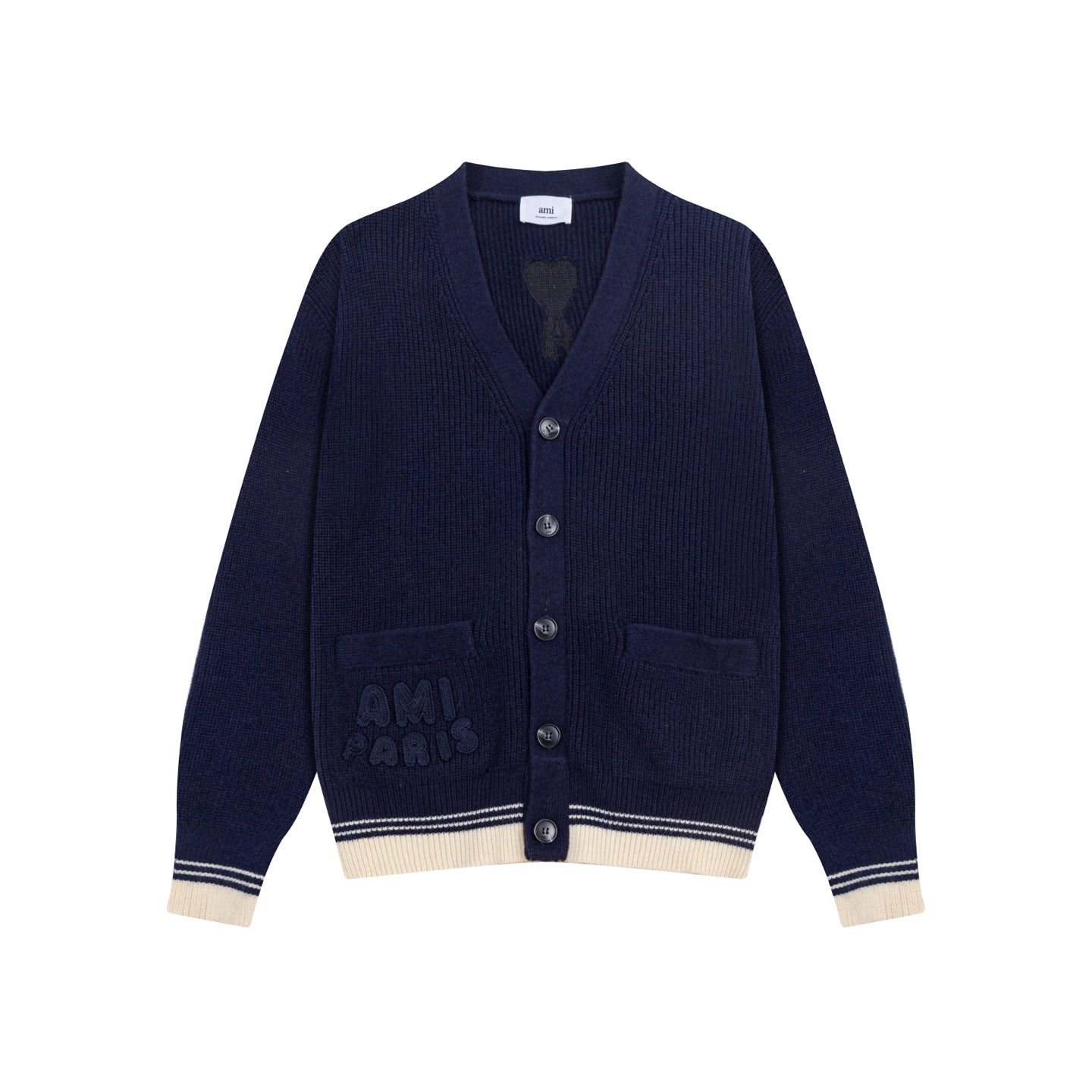 Striped V-Neck Knit Cardigan ¡§C Unisex