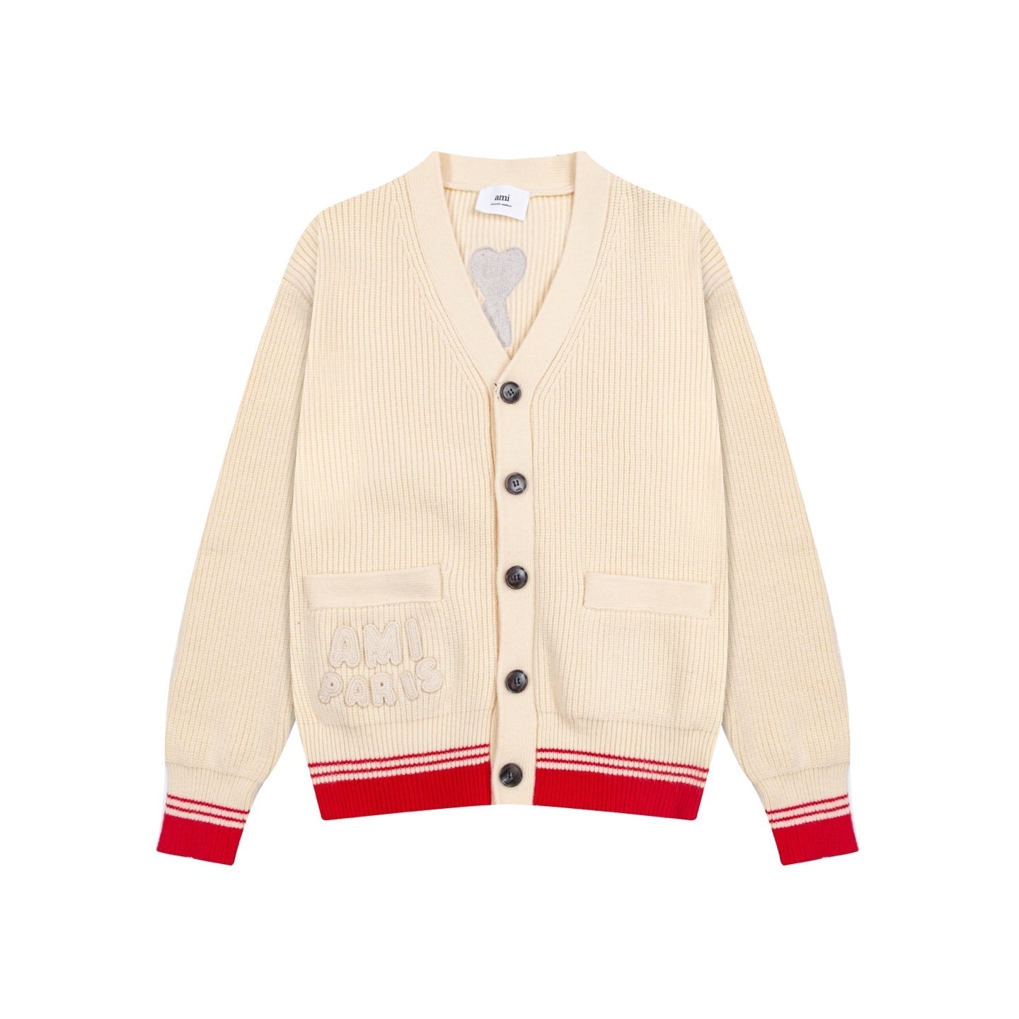 Striped V-Neck Knit Cardigan ¡§C Unisex