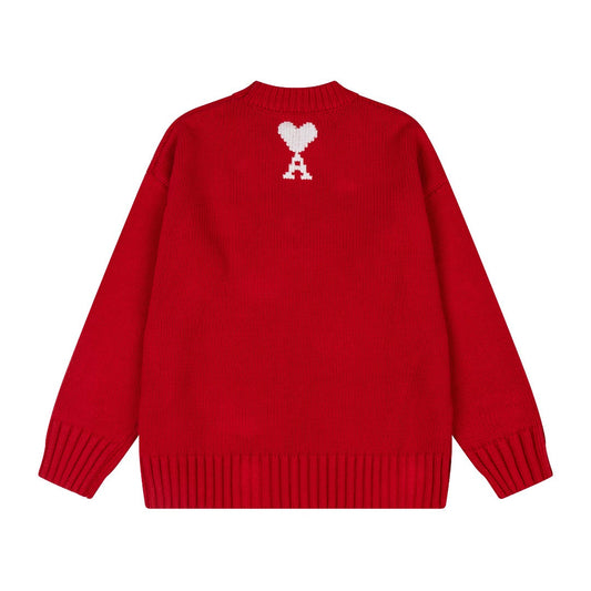 Jacquard Heart Crewneck Sweater
